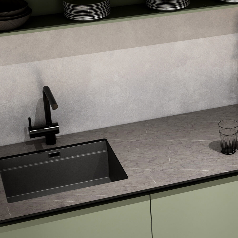 Home Deluxe Cocina PORTOFINO 280 cm - verde oliva/gris piedra