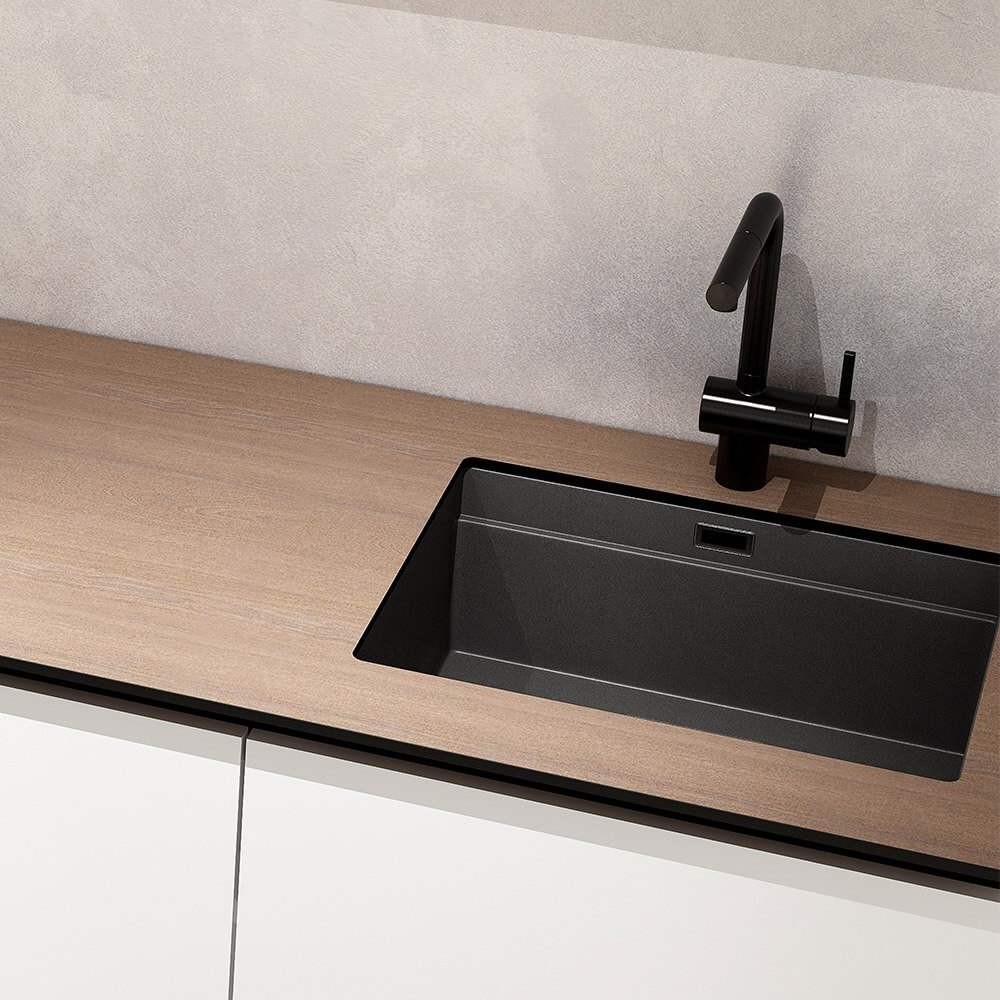 Home Deluxe Cocina PORTOFINO 280 cm - blanco mate/nogal