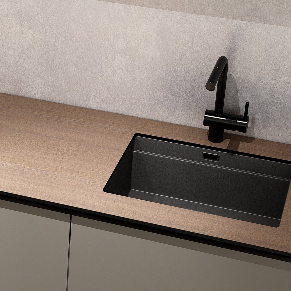 Home Deluxe Cocina PORTOFINO 280 cm - gris umbra/nogal