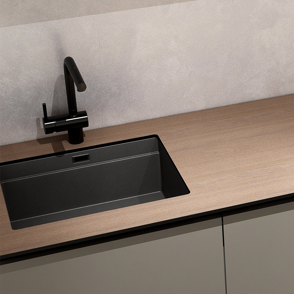 Home Deluxe Cocina PORTOFINO 280 cm - gris umbra/nogal
