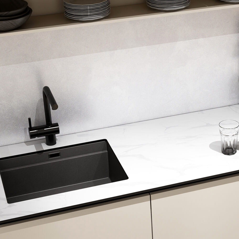 Home Deluxe Cocina PORTOFINO 280 cm - Mármol Beige/Blanco
