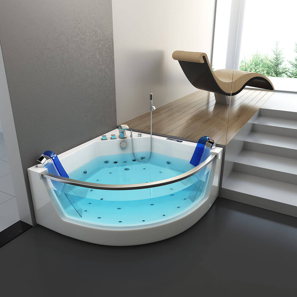 Whirlpool Eckbadewanne Badewanne Wanne Pool Spa Bodyjets Sanitäracryl  Vollausstattung Thermostat 2 Personen Touchdisplay Entspannung ID 2575