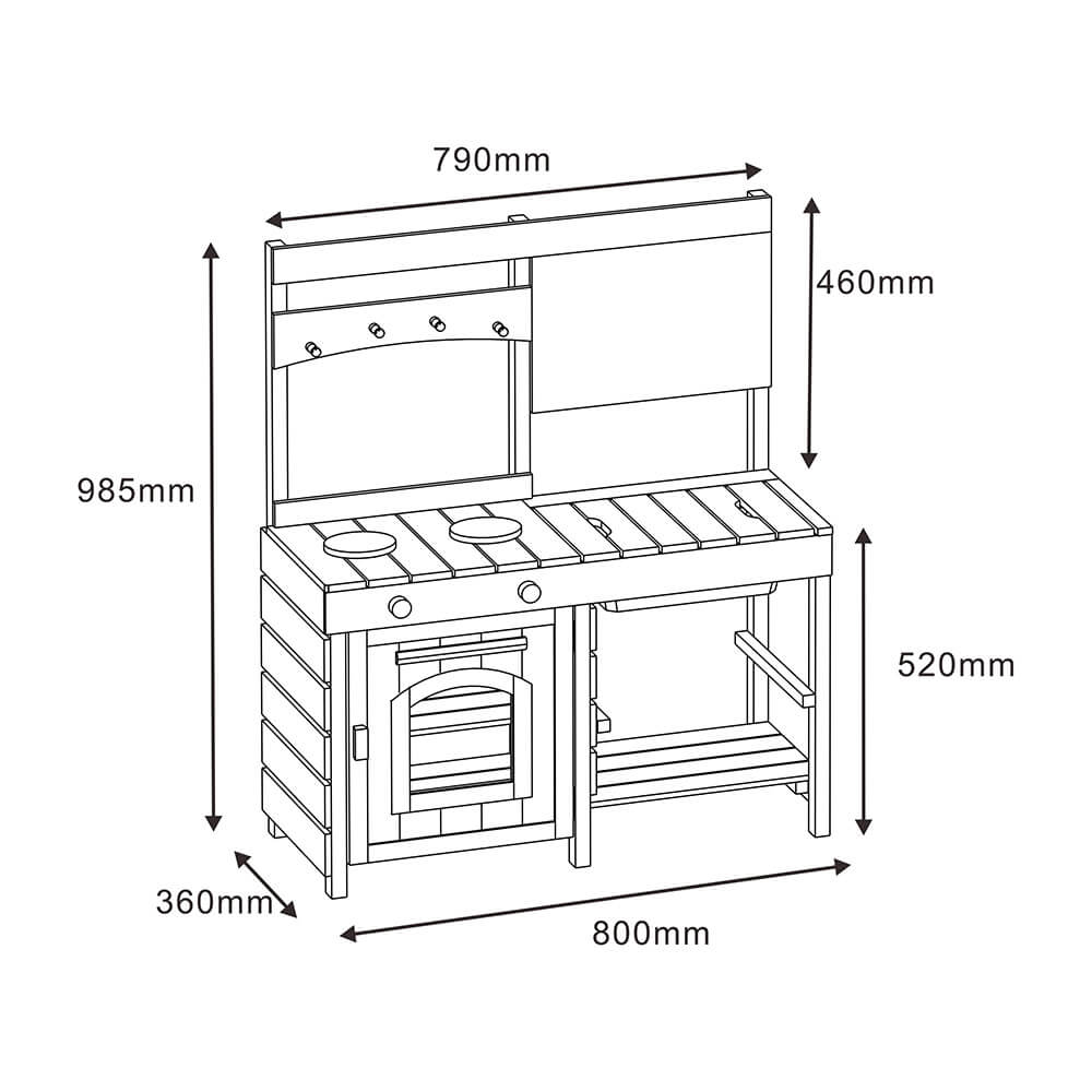 Home Deluxe Cocina de barro de madera MUDINO - Gris 4