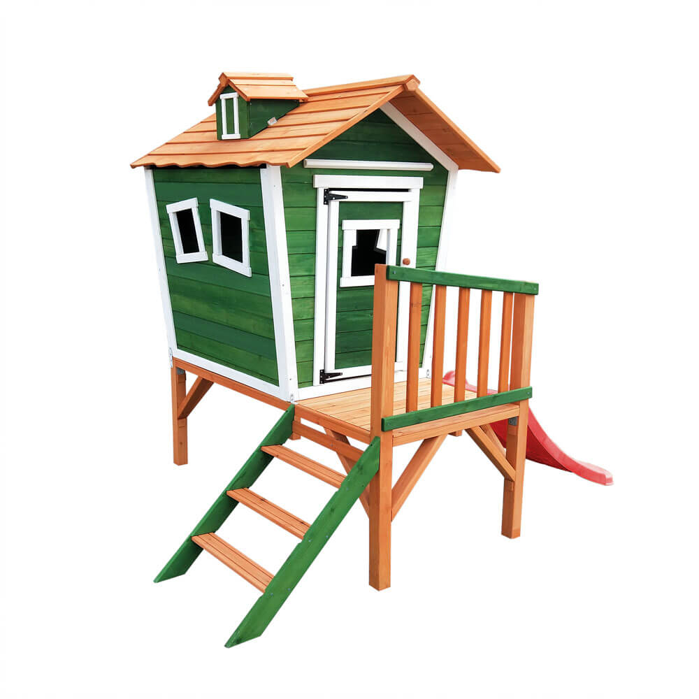 Haus auf Stelzen erhöhtes Outdoor Spielhaus mit Rutsche Leiter Tannenholz