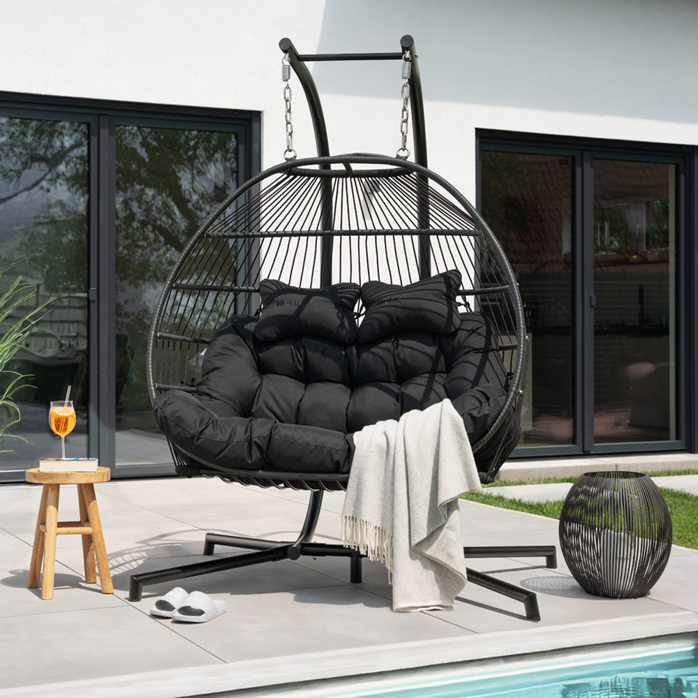 Home Deluxe Silla colgante LOMA - 2 plazas negra