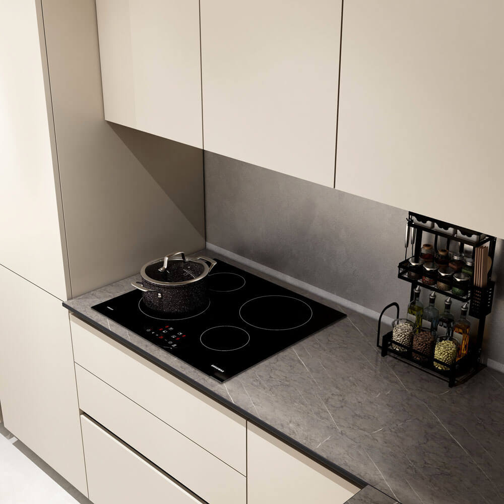 Home Deluxe LINOSA cocina rinconera 300 x 230 cm - Beige/gris piedra
