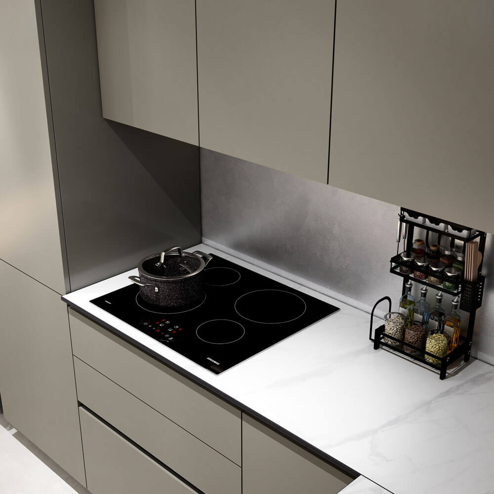 Home Deluxe LINOSA cocina esquinera 300 x 230 cm - Umbra mármol gris/blanco