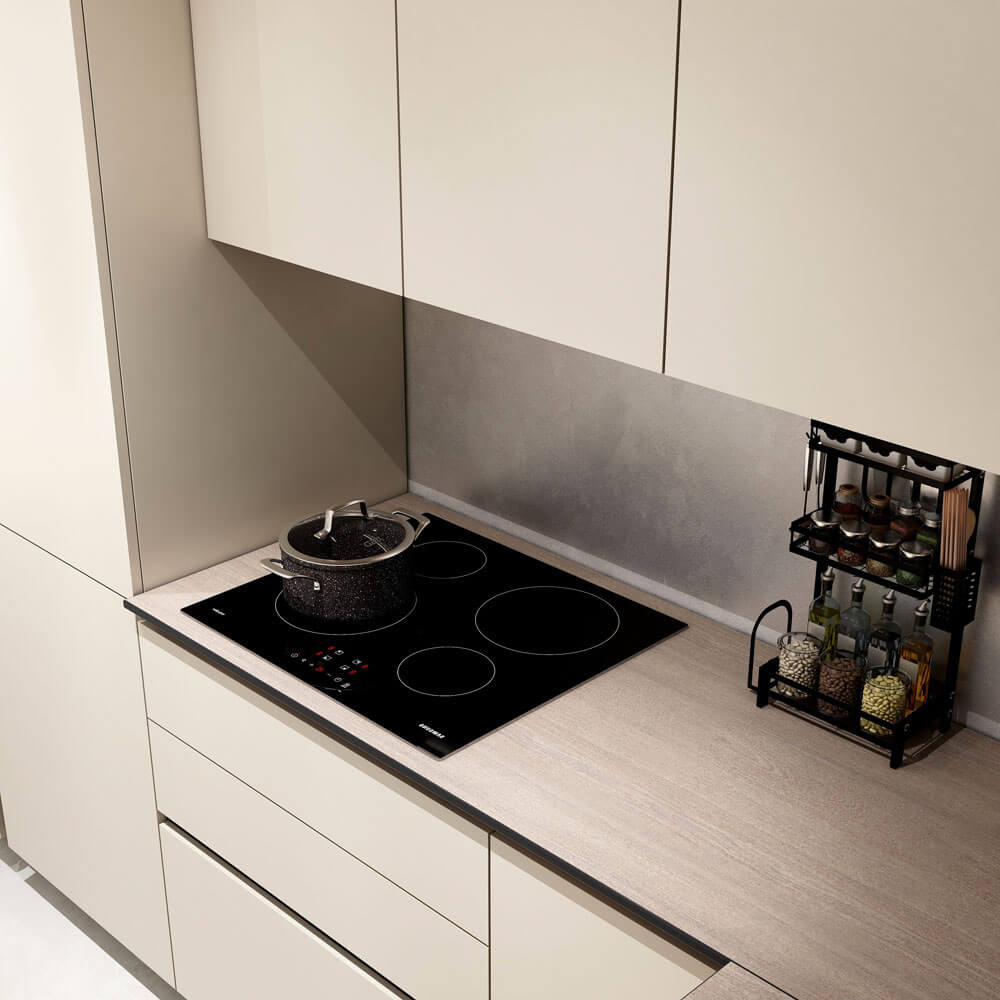 Home Deluxe LINOSA cocina rinconera 300 x 230 cm - Beige/nuez