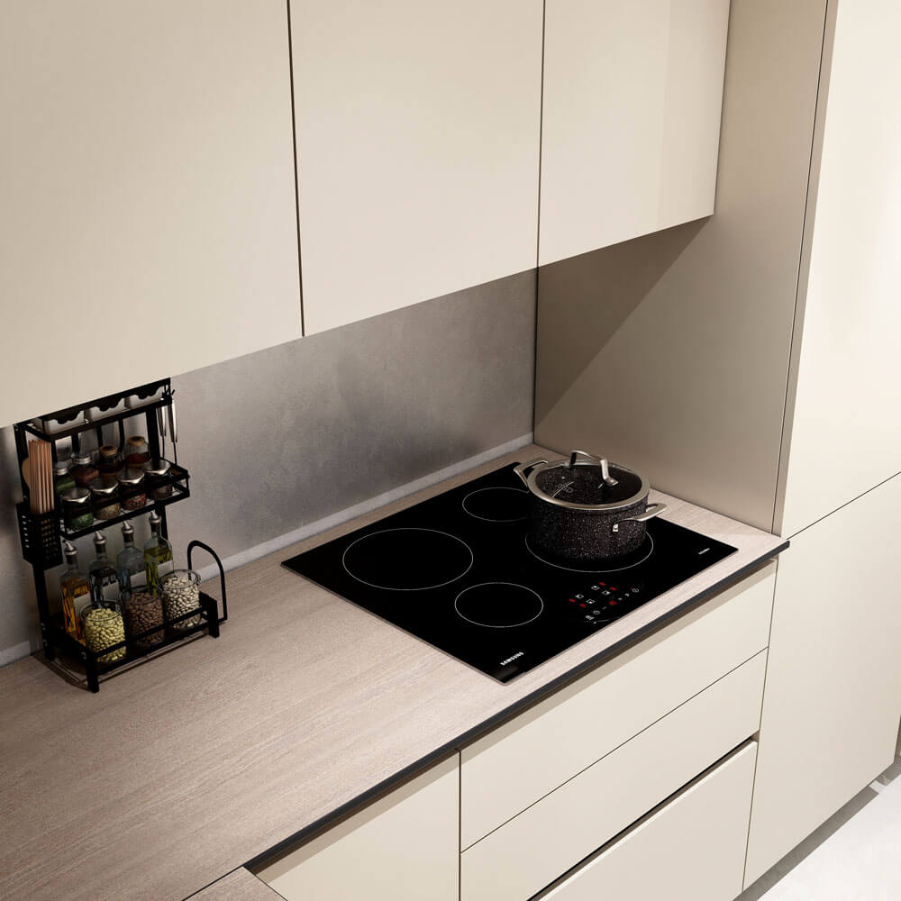 Home Deluxe LINOSA cocina rinconera 300 x 230 cm - Beige/nuez
