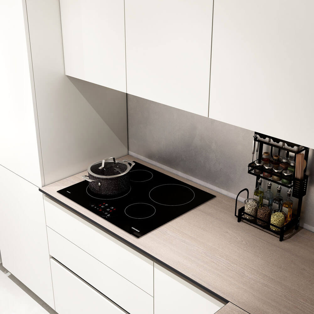 Home Deluxe LINOSA cocina rinconera 300 x 230 cm - blanco/nogal