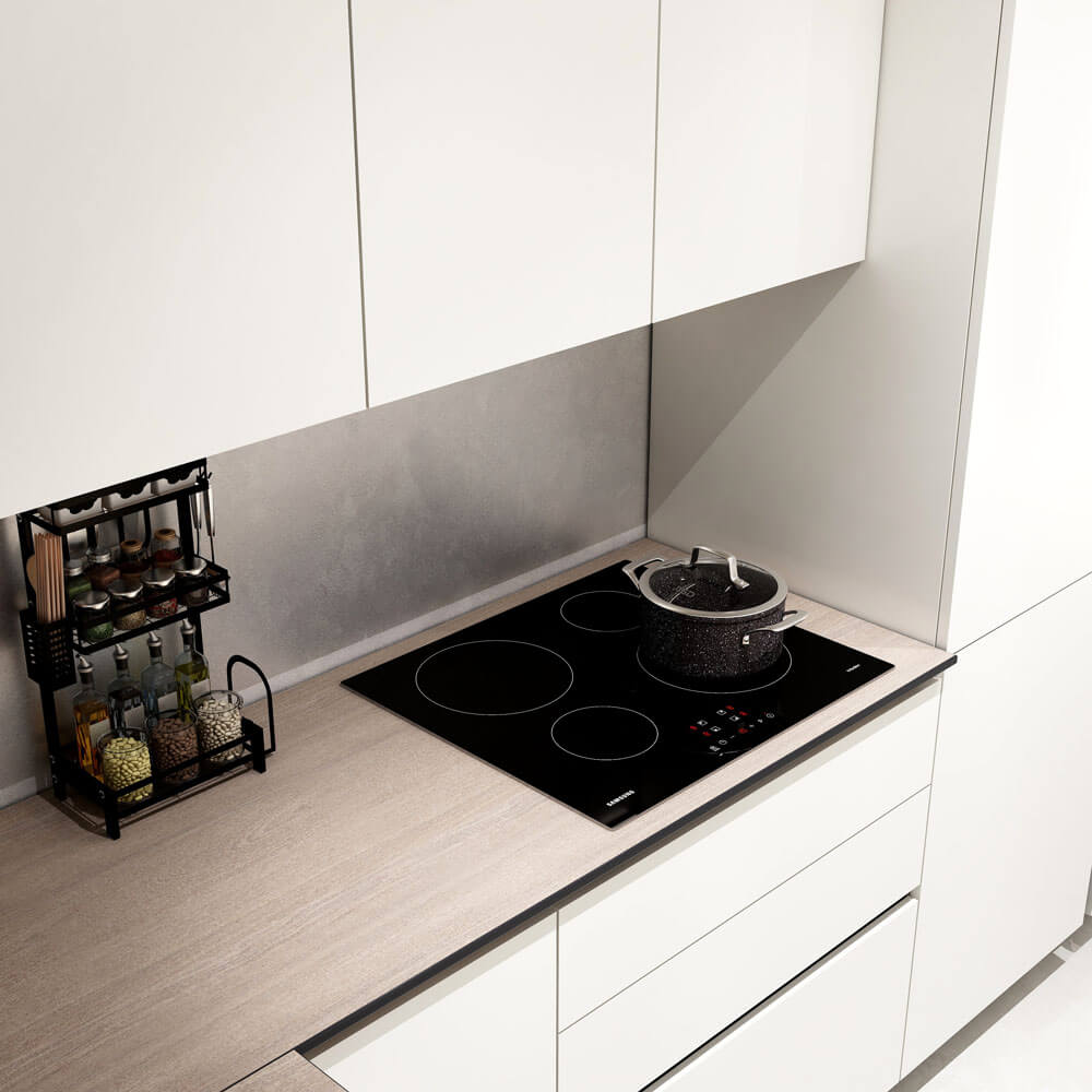 Home Deluxe LINOSA cocina rinconera 300 x 230 cm - blanco/nogal