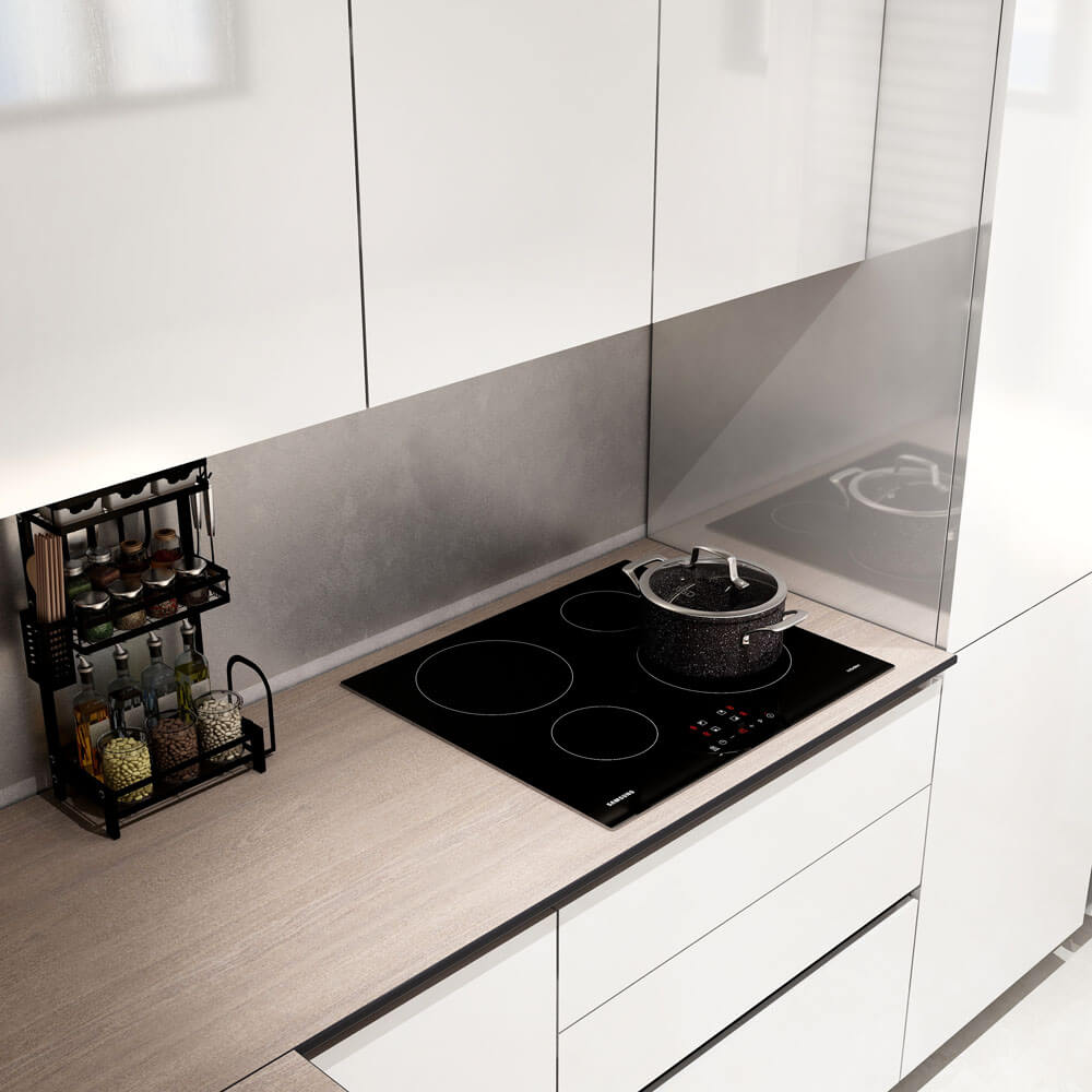Home Deluxe LINOSA cocina rinconera 300 x 230 cm - Blanco alto brillo/nogal
