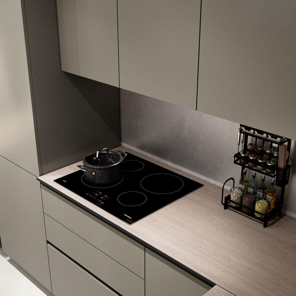 Home Deluxe LINOSA cocina rinconera 300 x 230 cm - Umbra gris/nogal