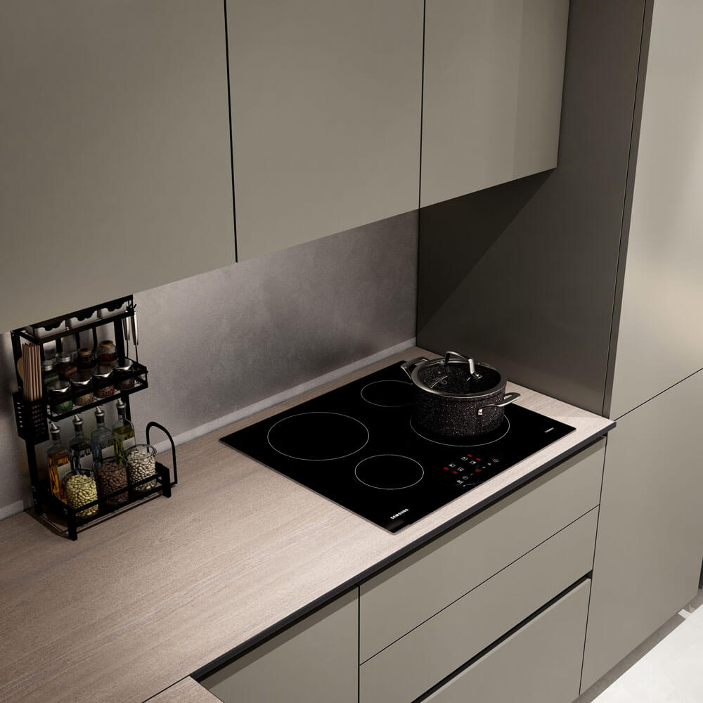 Home Deluxe LINOSA cocina rinconera 300 x 230 cm - Umbra gris/nogal