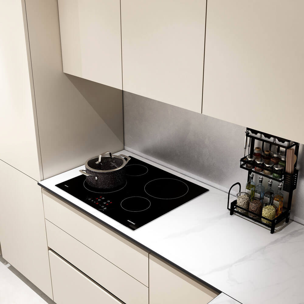Home Deluxe LINOSA cocina rinconera 300 x 230 cm - Mármol beige/blanco