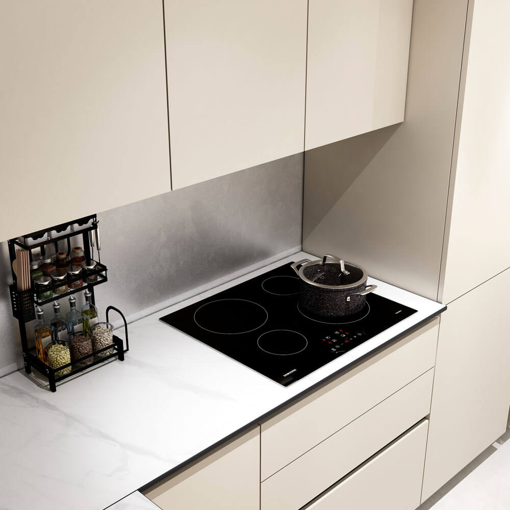 Home Deluxe LINOSA cocina rinconera 300 x 230 cm - Mármol beige/blanco