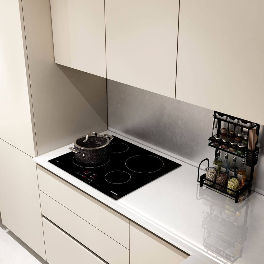 Home Deluxe LINOSA cocina rinconera 300 x 230 cm - Beige/blanco