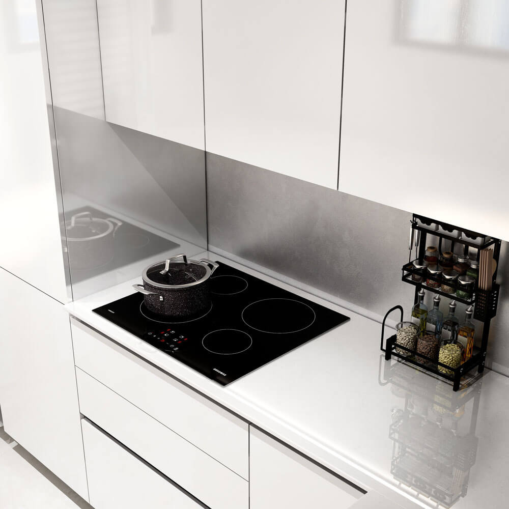 Home Deluxe LINOSA cocina rinconera 300 x 230 cm - Blanco alto brillo