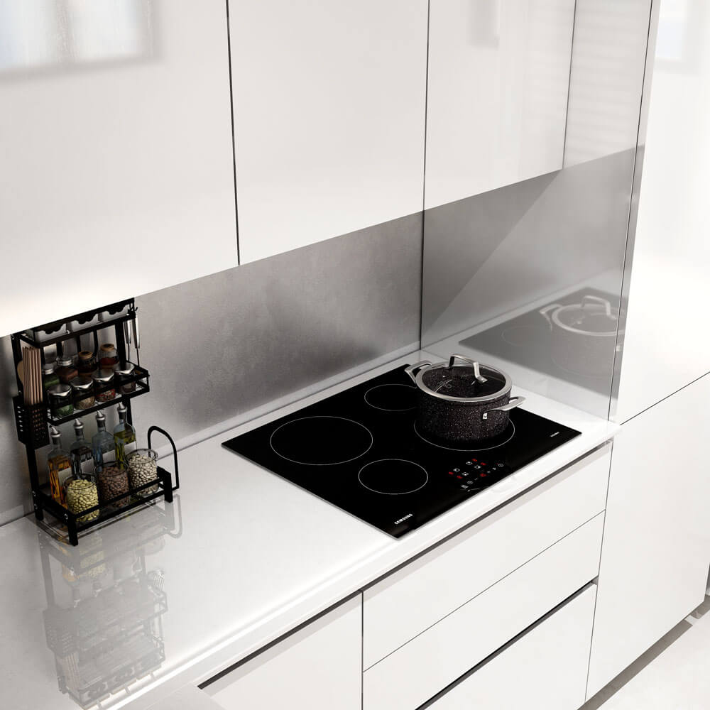 Home Deluxe LINOSA cocina rinconera 300 x 230 cm - Blanco alto brillo