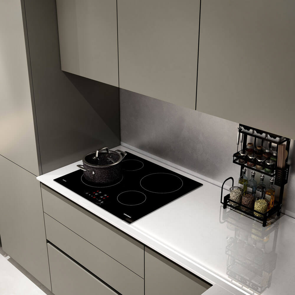 Home Deluxe LINOSA cocina rinconera 300 x 230 cm - Umbra gris/blanco