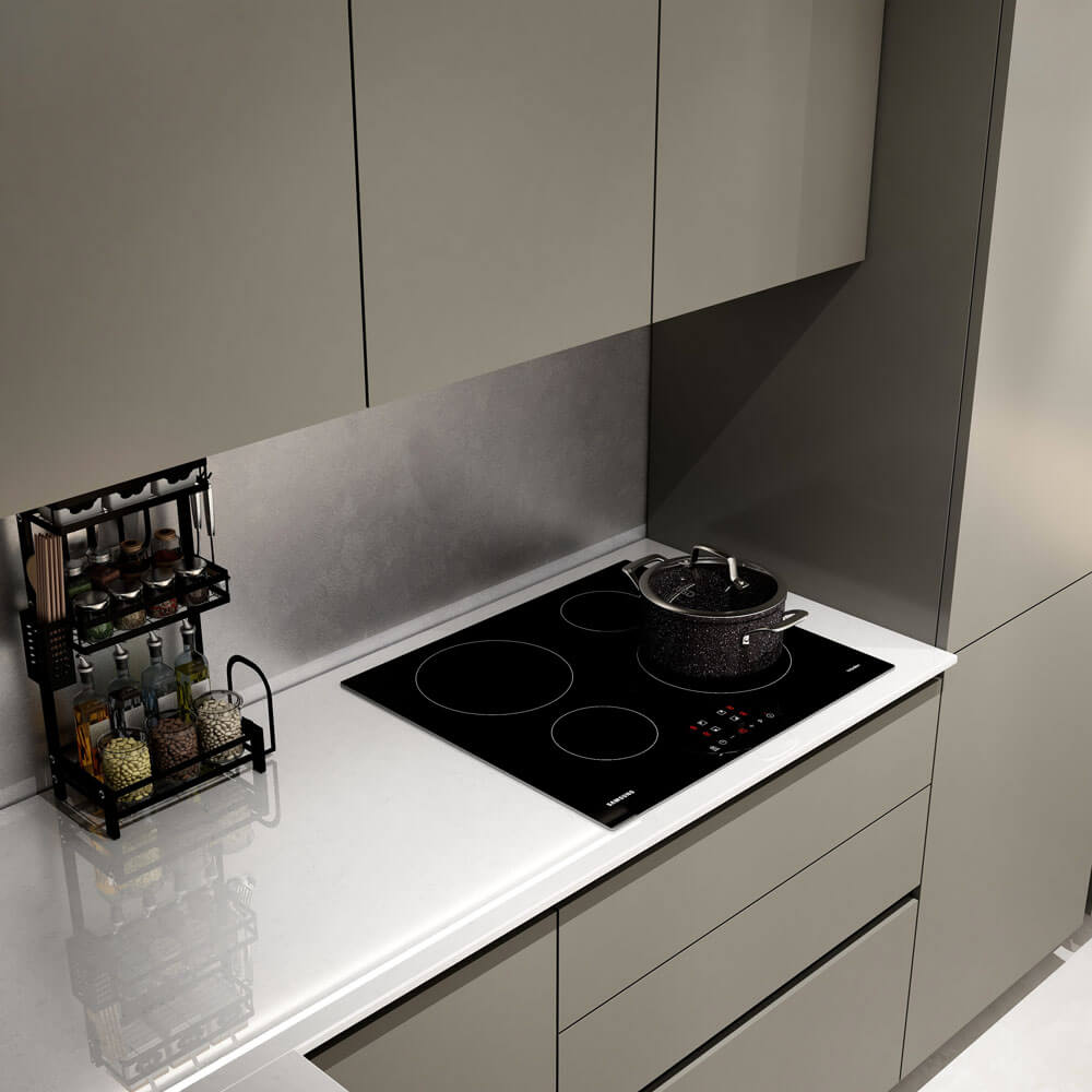 Home Deluxe LINOSA cocina rinconera 300 x 230 cm - Umbra gris/blanco