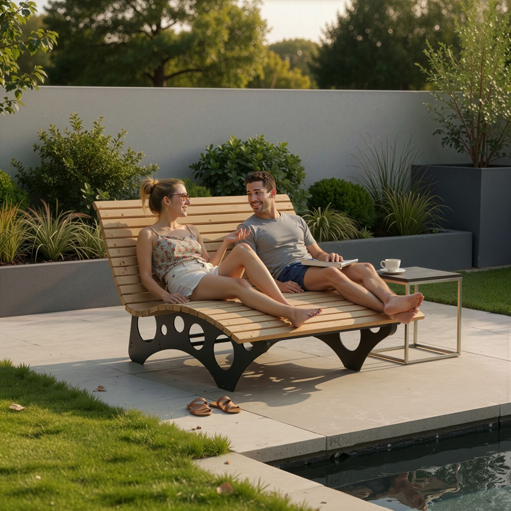 Home Deluxe Tumbona de madera Wave / sofá bosque TAIGA - 150 cm 2