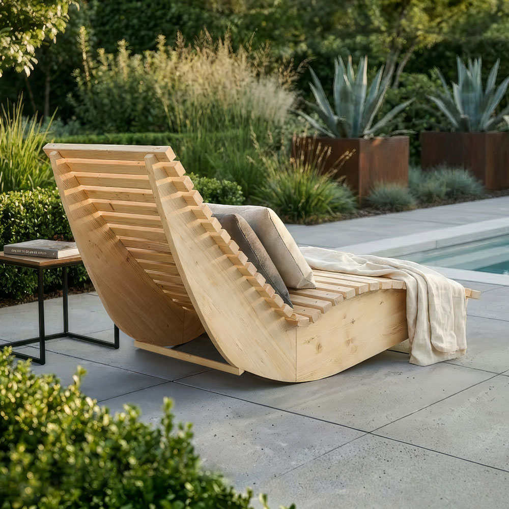 Home Deluxe Tumbona de madera ondulada WOLGA - 60 cm 4