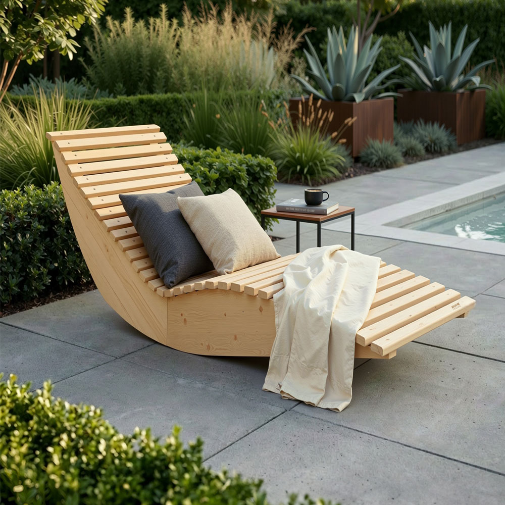 Home Deluxe Tumbona de madera ondulada WOLGA - 60 cm