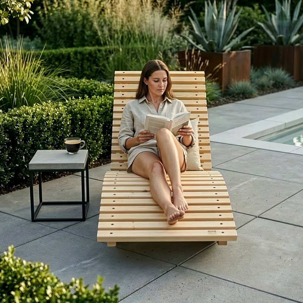 Home Deluxe Tumbona de madera ondulada WOLGA - 60 cm 2