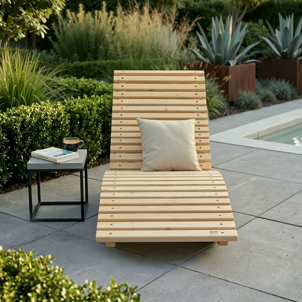 Home Deluxe Tumbona de madera ondulada WOLGA - 60 cm 3