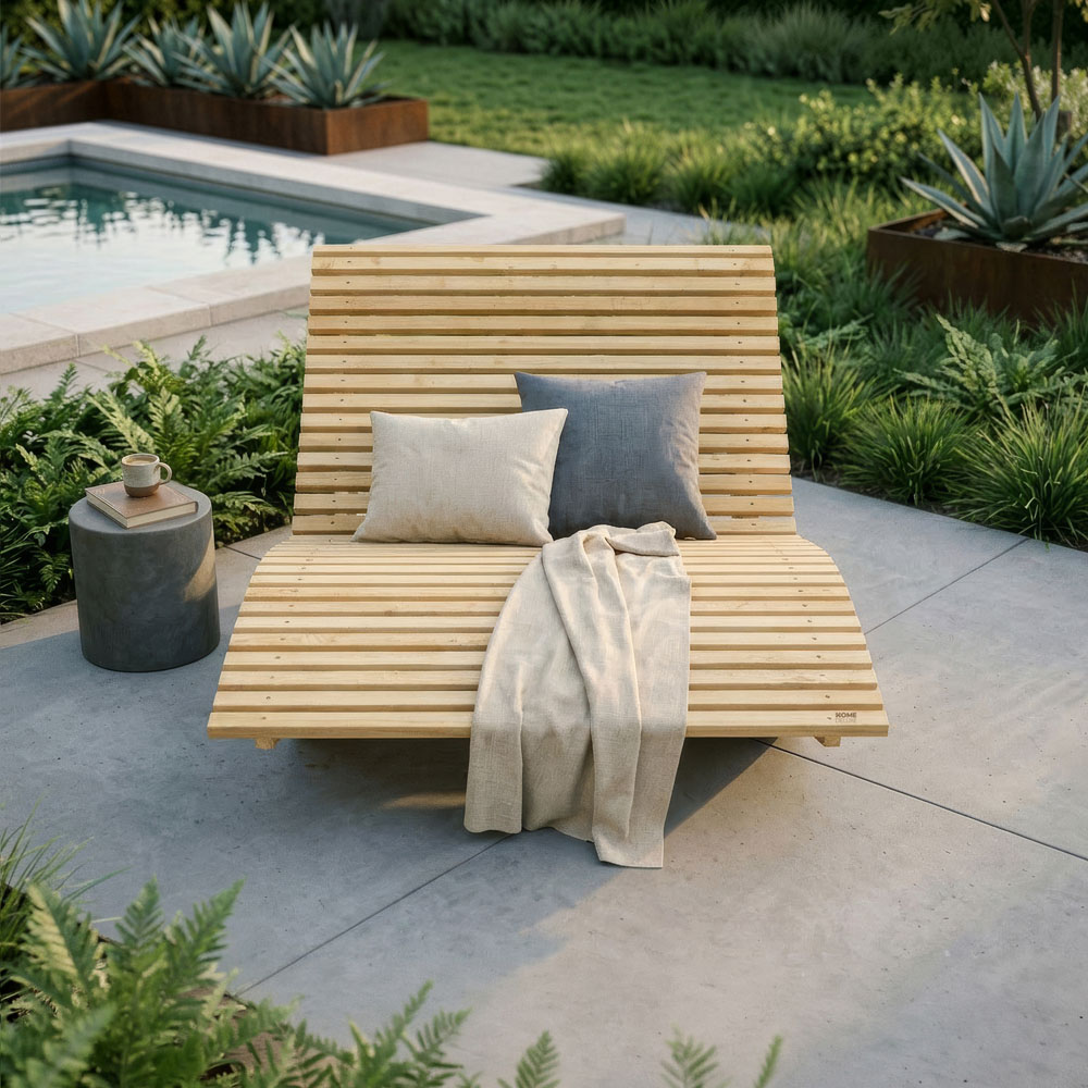 Home Deluxe Tumbona de madera ondulada WOLGA - 120 cm 3