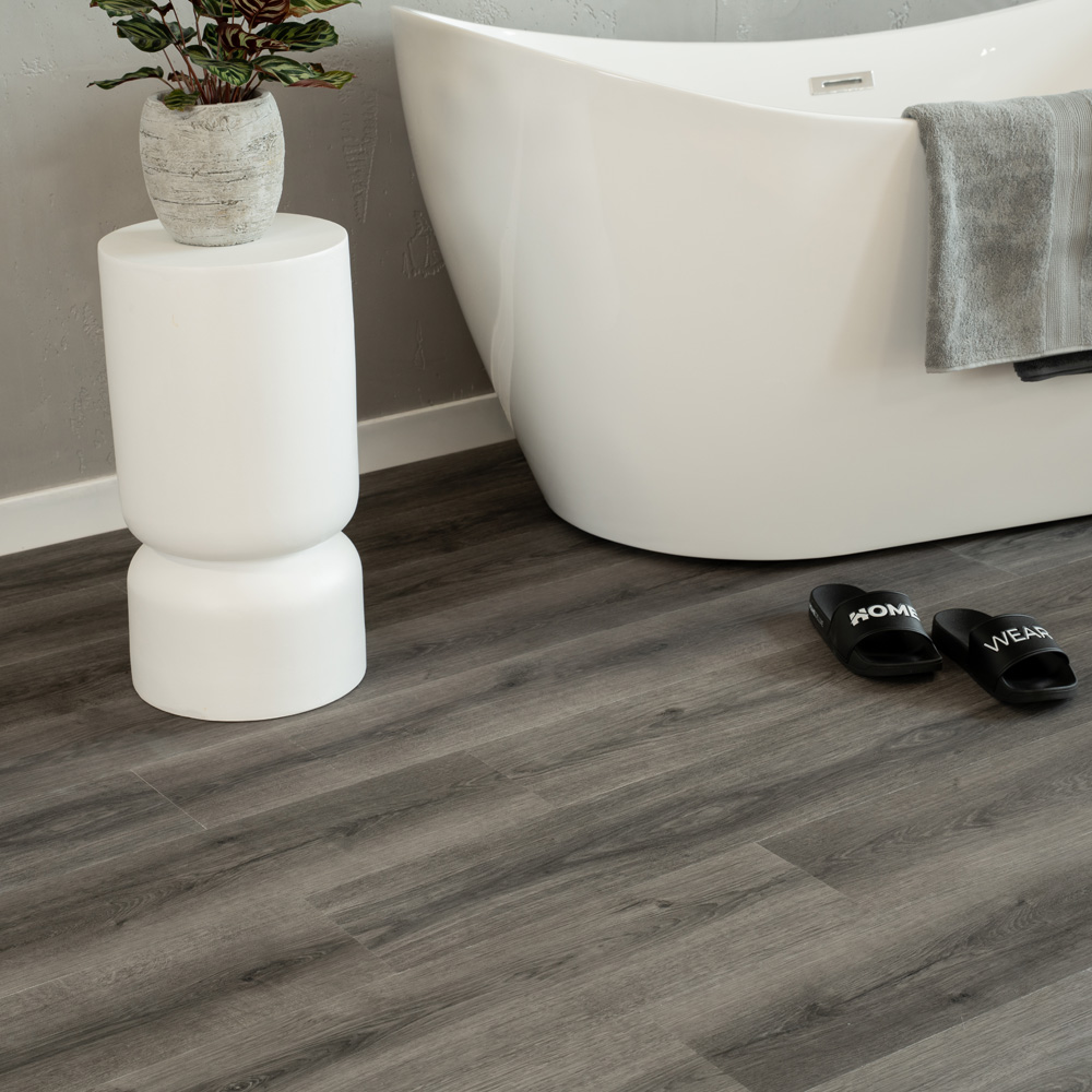 Home Deluxe Suelo vinílico clic con ruido de impacto ROMIA antracita - 1 m²