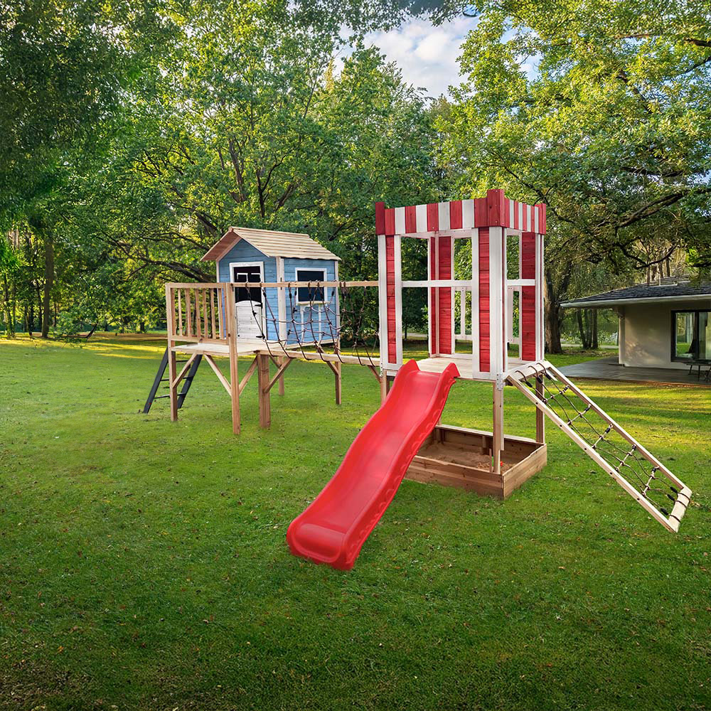 Home Deluxe Parque infantil incl. tobogán WUNDERLAND azul- 555 x 340 cm
