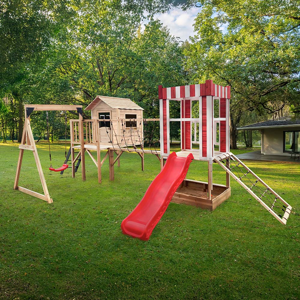 Home Deluxe Parque infantil incl. columpio y tobogán WUNDERLAND Nature- 555 x 340 cm