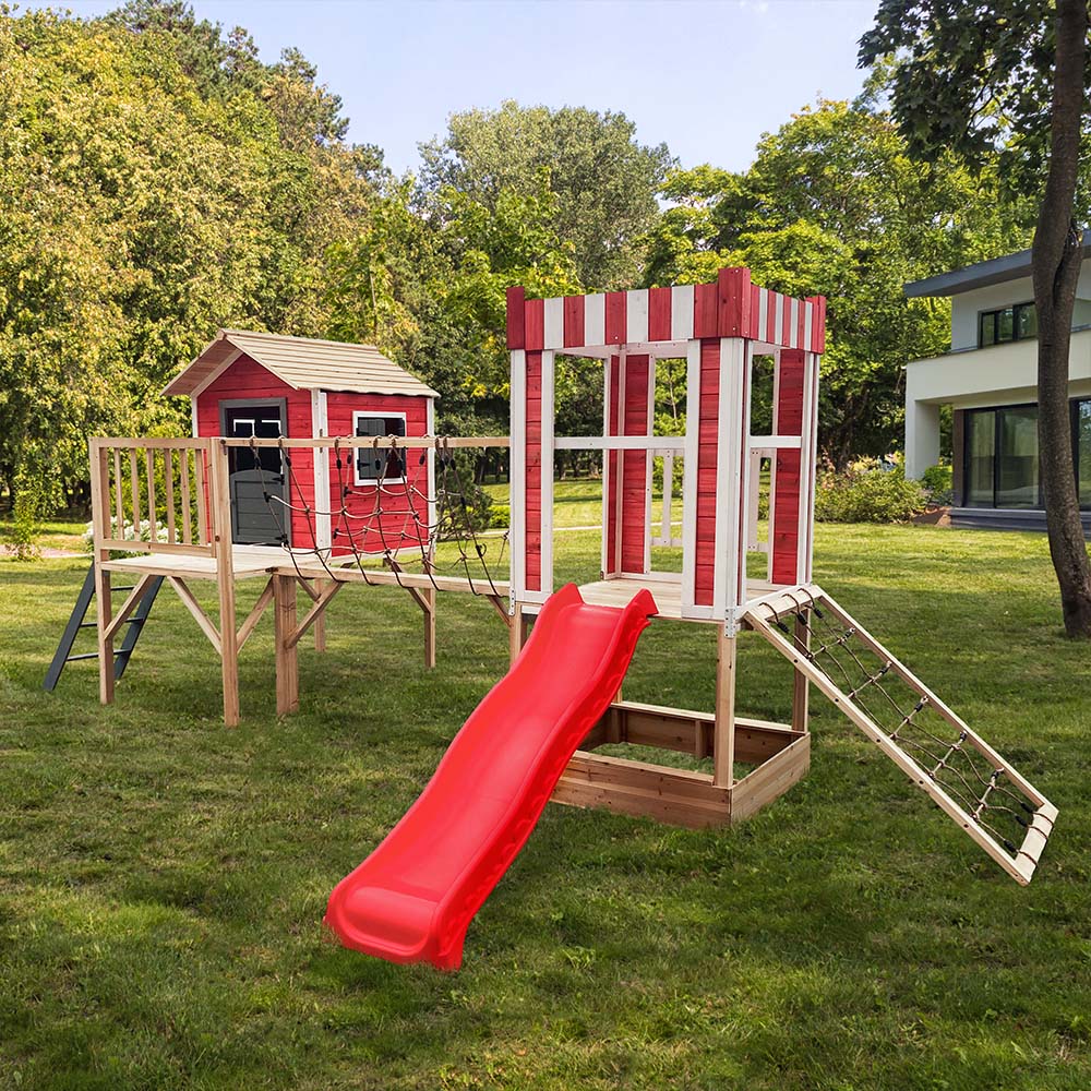 Home Deluxe Parque infantil incl. tobogán WUNDERLAND rojo - 555 x 340 cm