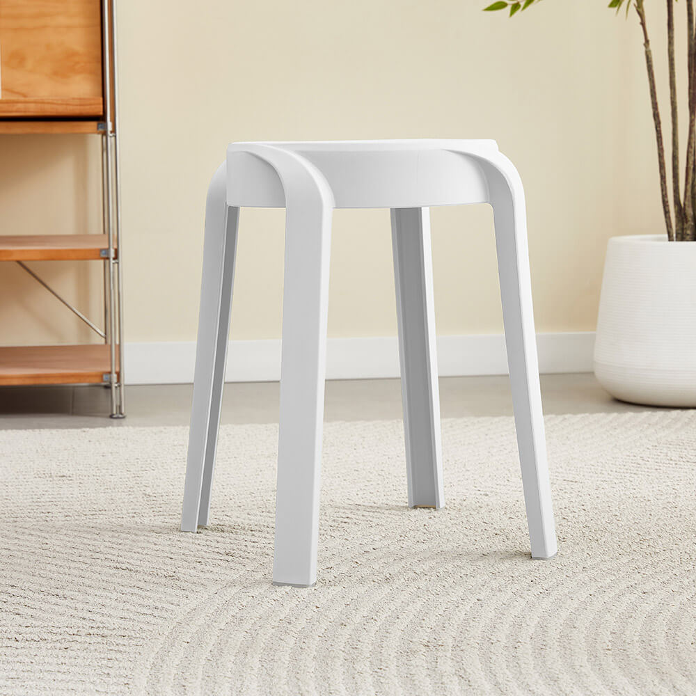 Home Deluxe Taburete apilable NIVO - blanco, lote de 2