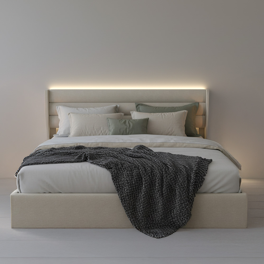 Letto LED SORINA con materasso beige - 200 x 200 cm