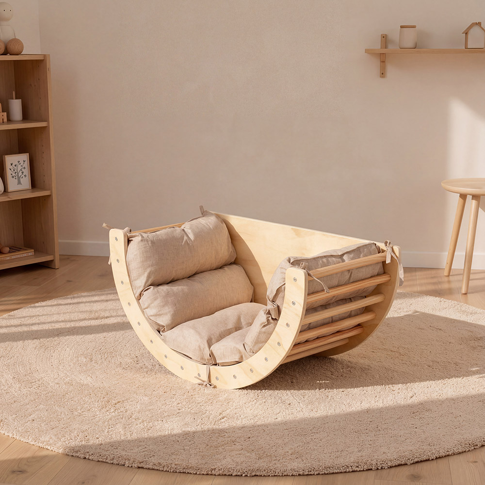 Dondolo per bambini con cuscino NALAN - natura
