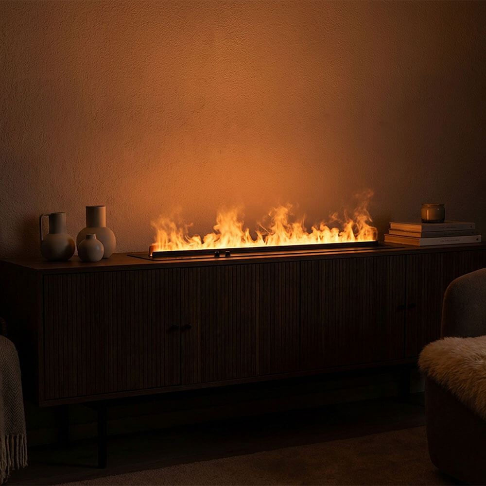 Chimenea LED de vapor de agua empotrada ODENA - Negro 2