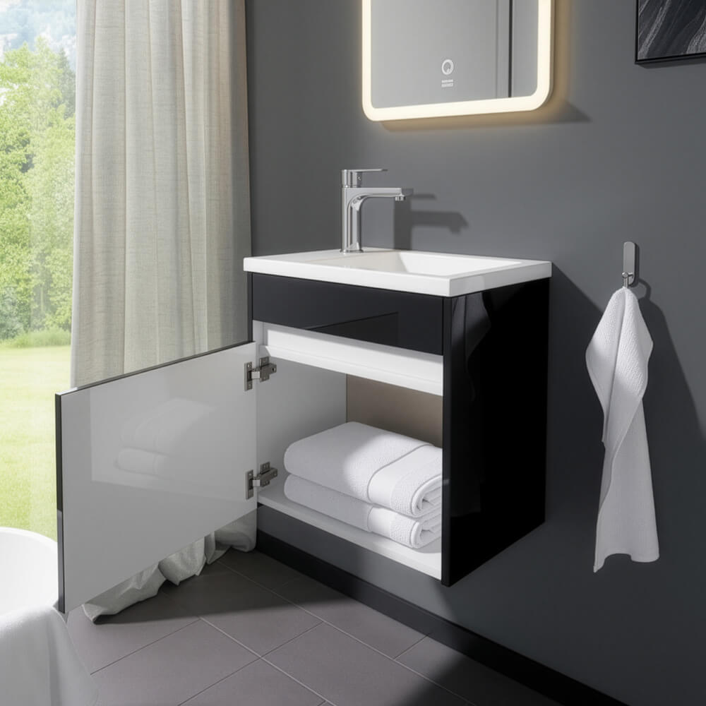 Conjunto completo de muebles de baño BORKUM - Negro 2