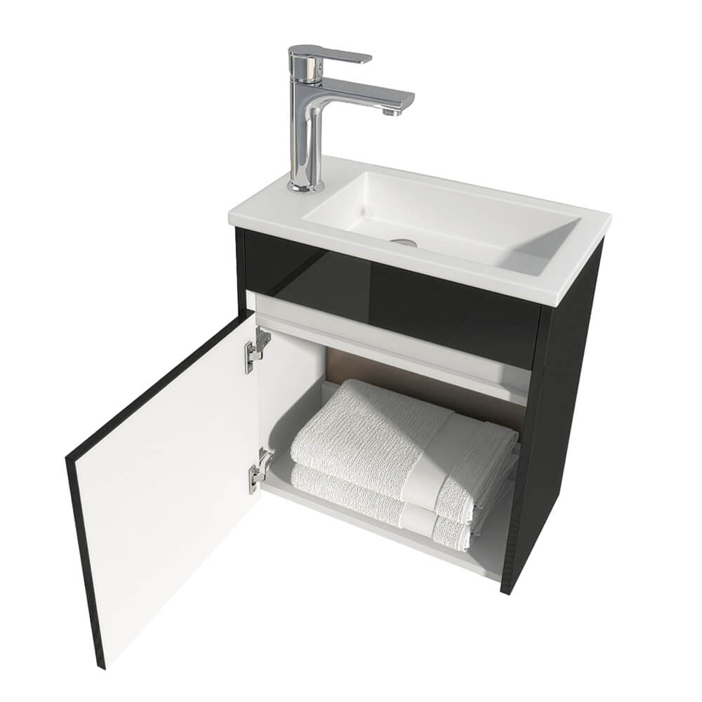 Conjunto completo de muebles de baño BORKUM - Negro 3