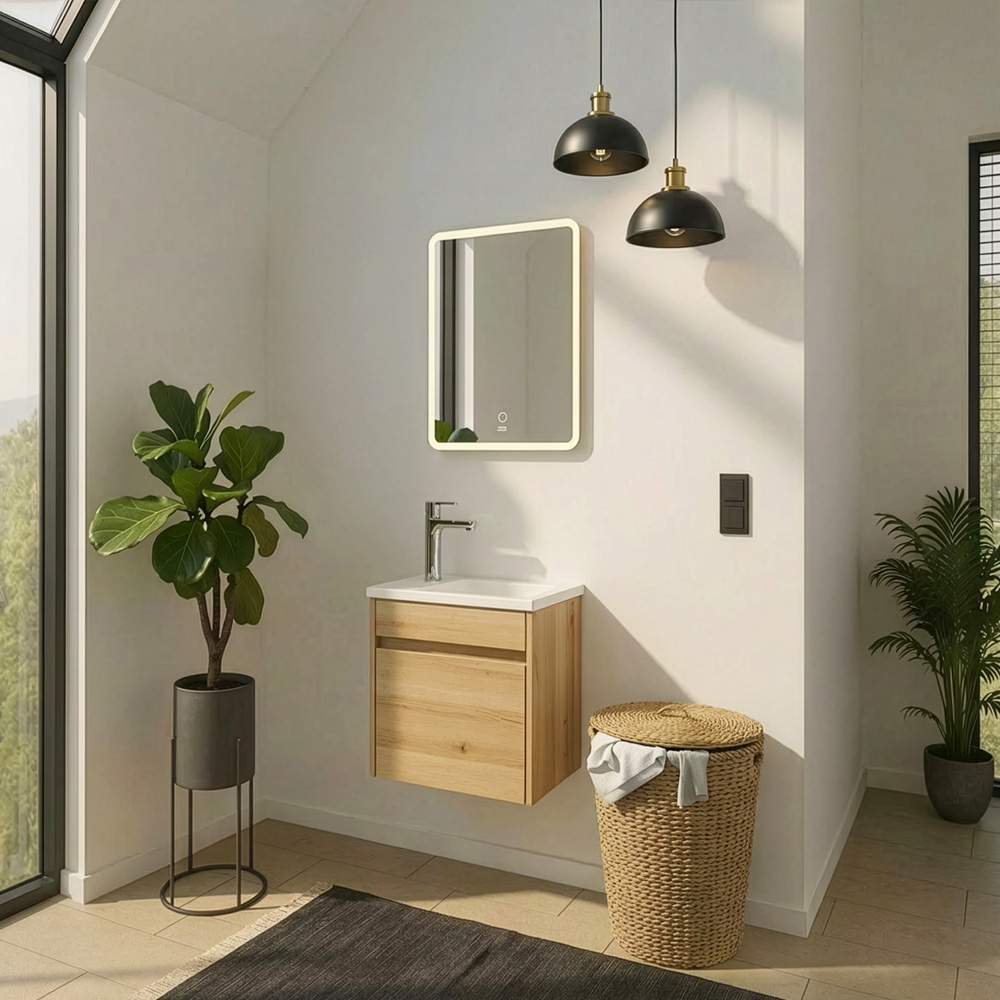 Set completo di mobili da bagno BORKUM - rovere