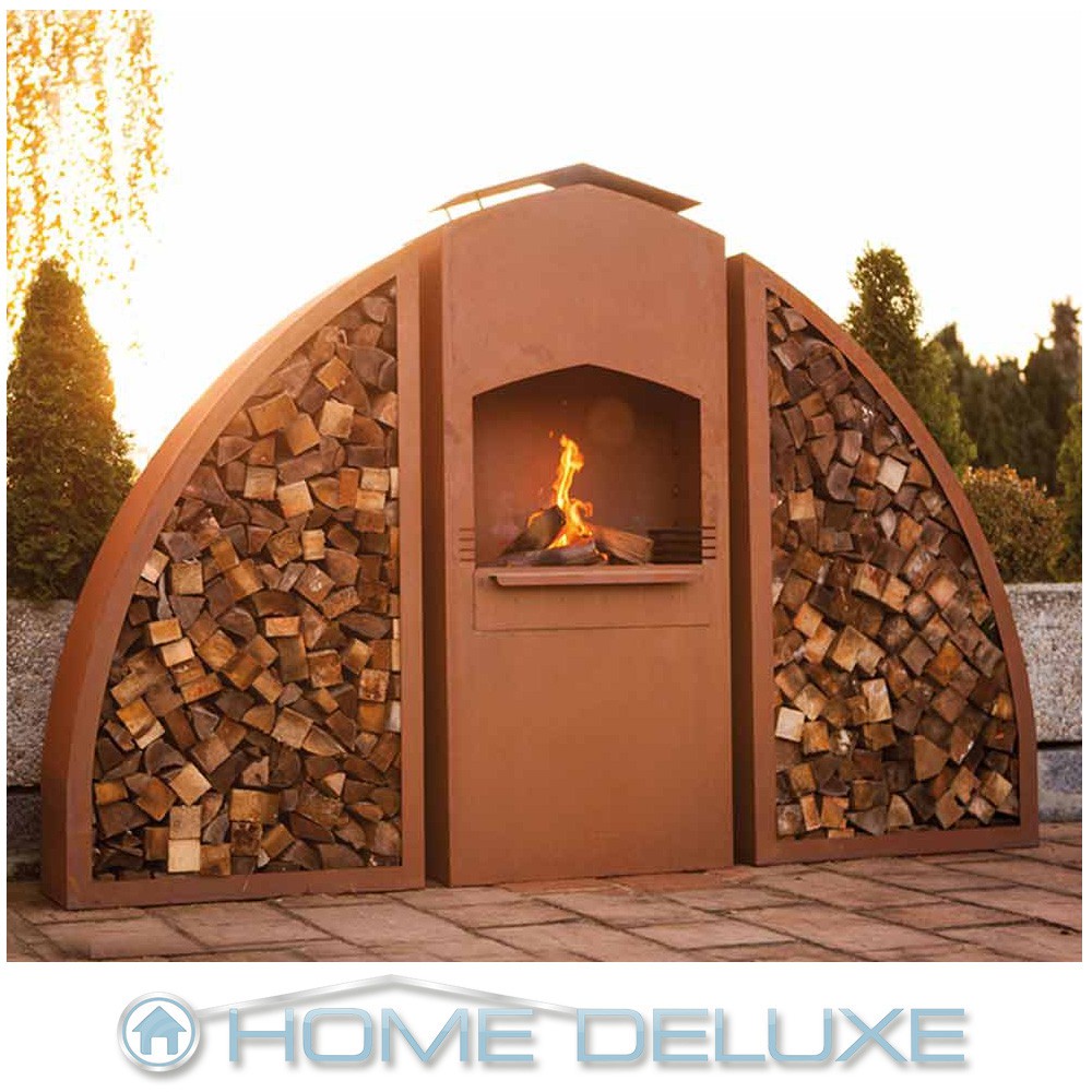 Kaminofen Kamin Ofen Grill Edel Rost Garten Holzlege Holzablage