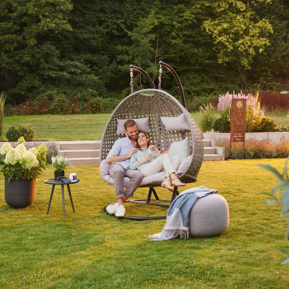 Polyrattan Hängesessel TWIN - Grau