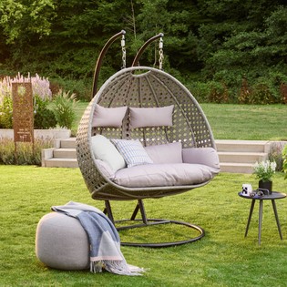 Polyrattan Hängesessel TWIN - Grau 1