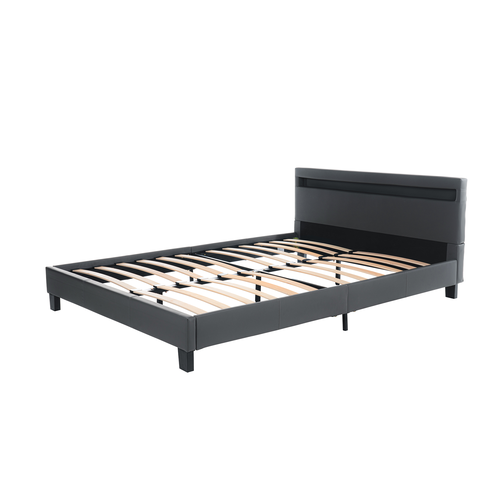 Cama LED ASTRO - 140 x 200 cm cinzento escuro 2