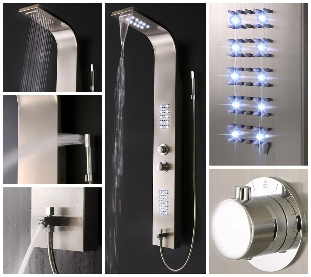 Home Deluxe Panel de ducha LED con ducha de lluvia ORINOCO