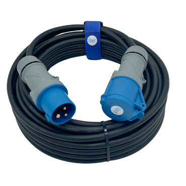 CEE Campingkabel H07RN-F 230V 16A 3x2,5mm² MENNEKES PTP Stecker und Kupplung IP44 in Schwarz 2-50m