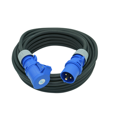 CEE Campingkabel H07RN-F 230V 16A 3x2,5mm² PCE IP54 in Schwarz 2-50m