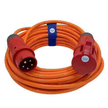 CEE Starkstromkabel H07BQ-F 400V 32A 5x4mm² MENNEKES PTX Stecker und Kupplung IP54 in Orange 2-50m